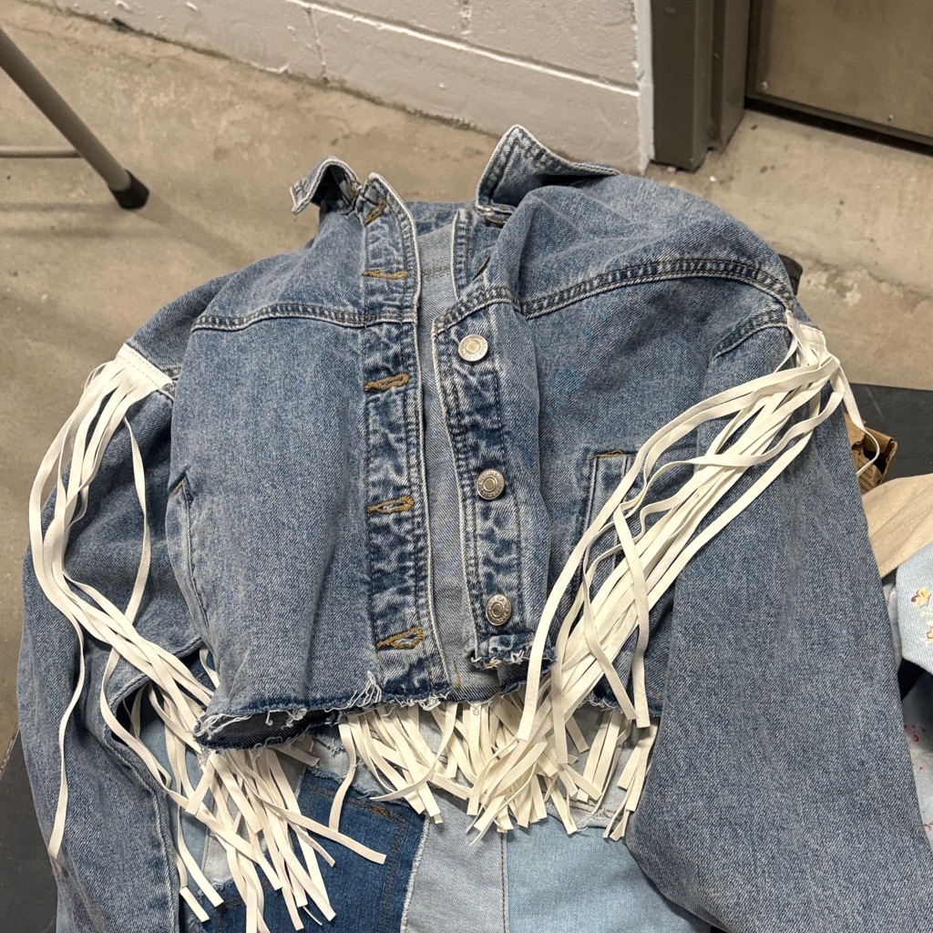 Forever 21 Blue Denim Fringe Jacket